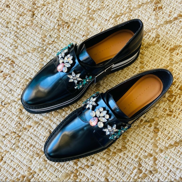 New Zara Trafaluc Bejeweled Platform black Shoes - Picture 3 of 14